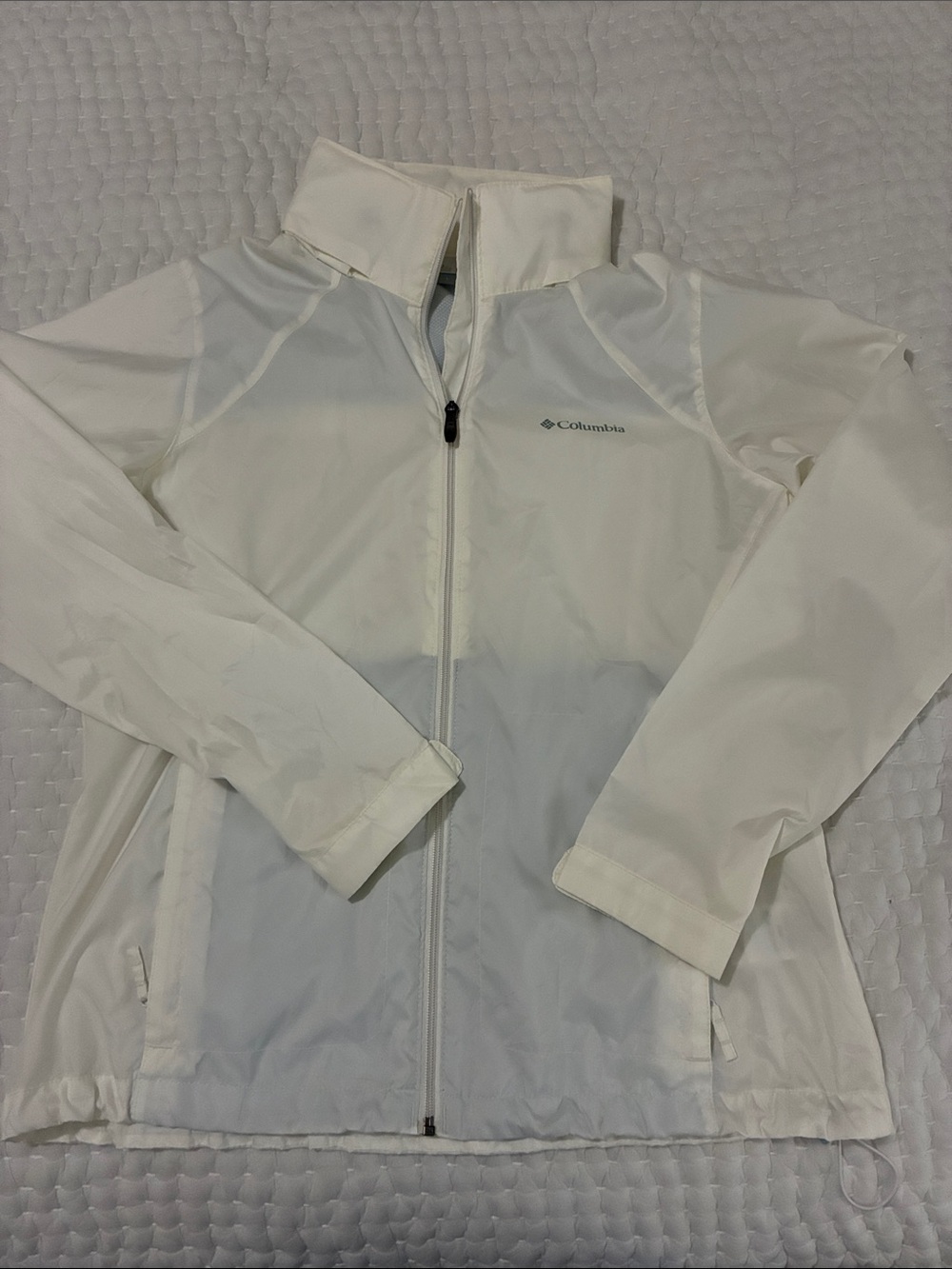 Columbia White Full-Zip Switchback Rain Jacket